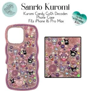 SANRIO Kuromi Candy Goth Decoden Phone Case – Fits iPhone 16 Pro Max